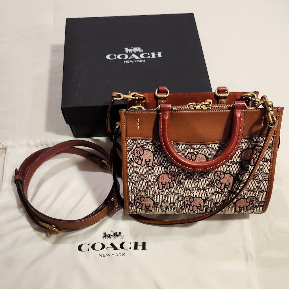 Coach Rogue Bag 25 In Signature Textile Jacquard With Embroidered Elephant